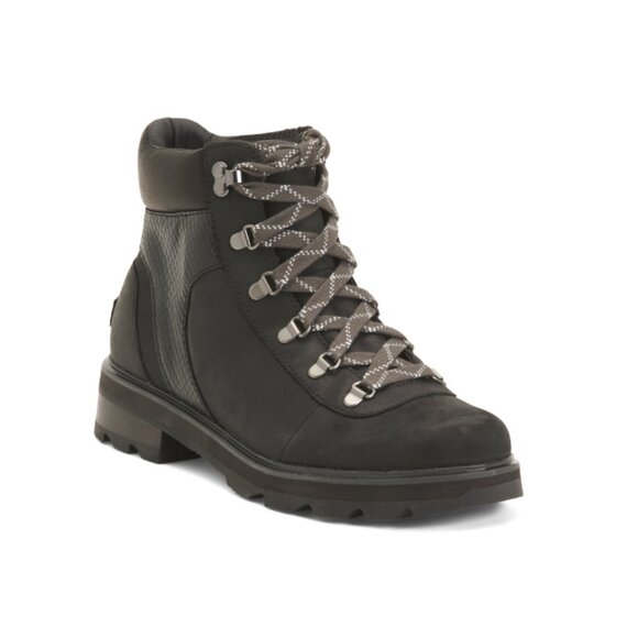 SOREL Black Leather Lennox Hiker Boots